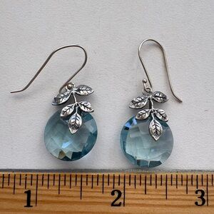 Paz Creations 925 Sterling Silver and Blue Leaf Earrings, Israel